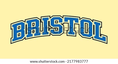 T-shirt stamp graphic, UK Sport wear typography emblem Bristol vintage tee print, athletic apparel design shirt graphic print. vector