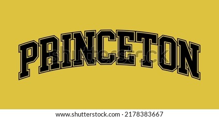 T-shirt stamp graphic, sport wear typography emblem Princeton vintage tee print, athletic apparel design shirt graphic print. vector
