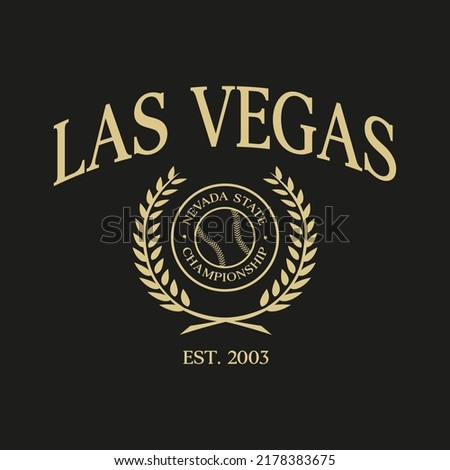 Baseball team state of Las Vegas, Nevada. Typography graphics for sportswear and apparel. Vector print design.