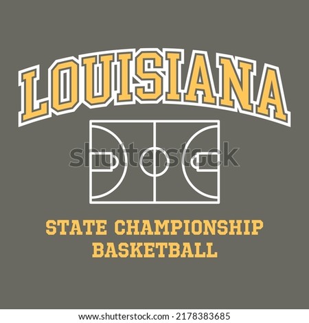 Basketball team state of Louisiana. Typography graphics for sportswear and apparel. Vector print design.