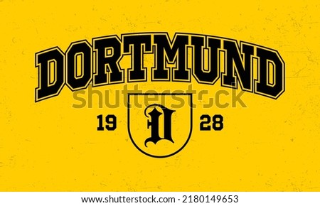 T-shirt stamp graphic, Germany Sport wear typography emblem Dortmund vintage tee print, athletic apparel design shirt graphic print