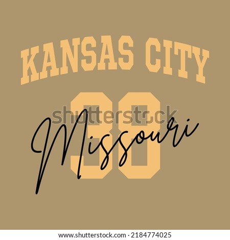 T-shirt stamp graphic, Missouri Sport wear typography emblem Kansas City vintage tee print, athletic apparel design shirt graphic print