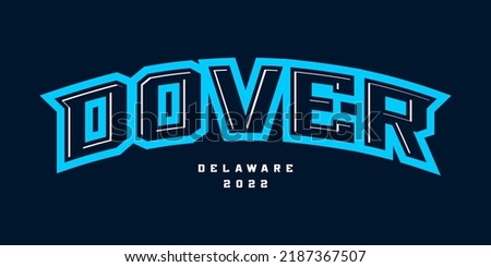 T-shirt stamp logo, Delaware Sport wear lettering Dover tee print, athletic apparel design shirt graphic print