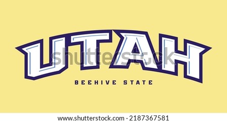 T-shirt stamp logo, Sport wear lettering Utah tee print, athletic apparel design shirt graphic print