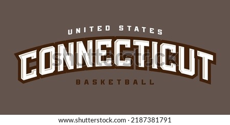 T-shirt stamp logo, Sport wear lettering Connecticut tee print, athletic apparel design shirt graphic print