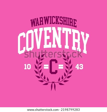 T-shirt stamp graphic, Sport wear typography emblem Coventry, England vintage tee print, athletic apparel design shirt graphic print