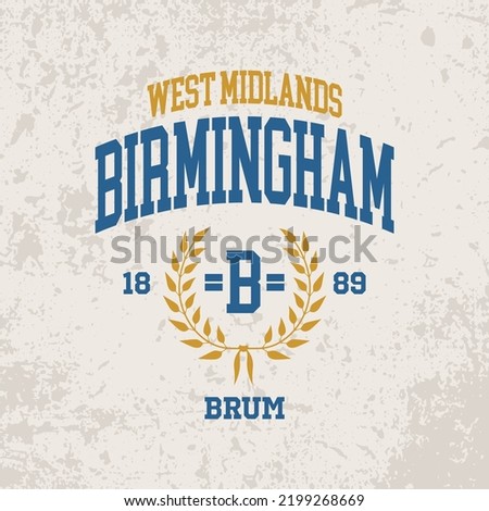 T-shirt stamp graphic, Sport wear typography emblem Birmingham, England vintage tee print, athletic apparel design shirt graphic print