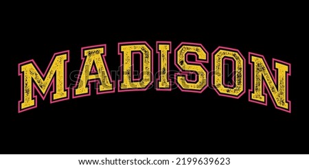 T-shirt stamp graphic, University wear typography emblem Madison vintage tee print, athletic apparel design shirt graphic print
