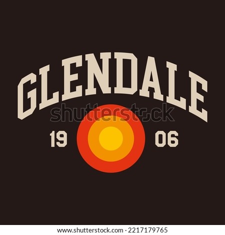 T-shirt stamp graphic, college wear emblem Glendale, Arizona vintage tee print, athletic apparel design shirt graphic print
