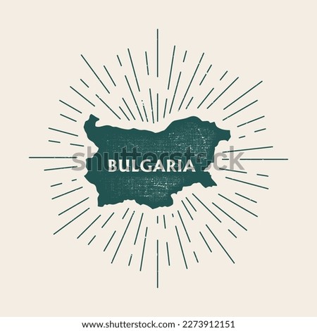 Vintage Bulgaria map with grunge texture and emblem. Bulgaria vintage print for t-shirt. Trendy Hipster design. Vector illustration
