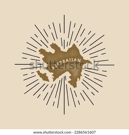 Vintage Azerbaijan map with grunge texture and emblem. Azerbaijan vintage print for t-shirt. Trendy Hipster design. Vector illustration