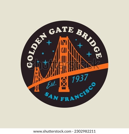 Vintage logo Golden Gate Bridge logo concept on white background from Architecture and Travel collection. Suitable for use on web apps, mobile apps and print media.