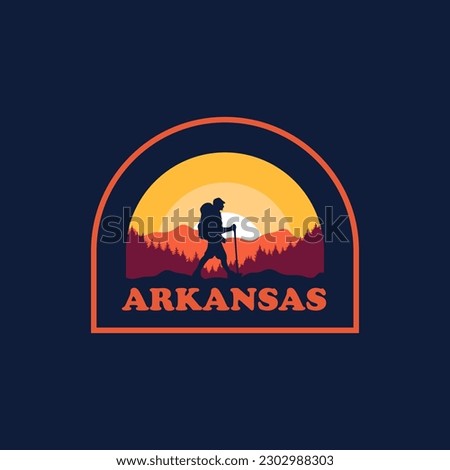 Arkansas travel vintage logo vector concept, icon, element, and template for company. Explore and adventure logo.