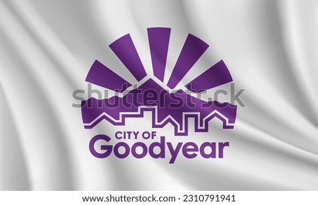 Flag of Goodyear, Arizona, USA. Realistic waving flag of Goodyear vector background.