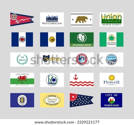 Set of vector flags of the cities of Ohio, USA.