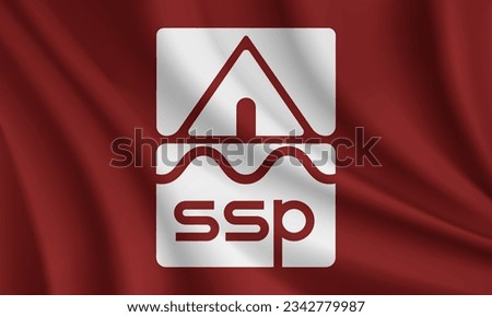 Flag of South Saint Paul, Minnesota, USA. Realistic waving flag of South Saint Pauly vector background.