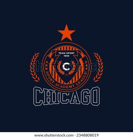 Chicago, Illinois design for t-shirt. Football tee shirt print. Typography graphics for sportswear and apparel. Vector illustration.