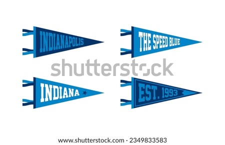 Indiana, Indianapolis Football Pennant Flags Set. Vector Football pendant Icons. University USA Sport flag, isolated