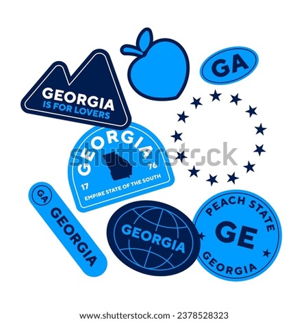 Sticker Pack. Collection of trendy pins. Set of cool patches vector design. Georgia retro badges.