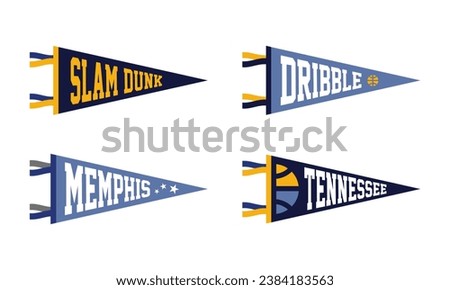 Memphis, Tennessee basketball Pennant Flags Set. Vector Football pendant Icons. University USA Sport flag, isolated