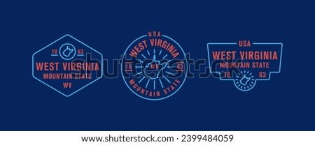 West Virginia - Mountain State. West Virginia state logo, label, poster. Vintage poster. Print for T-shirt, typography. Vector illustration