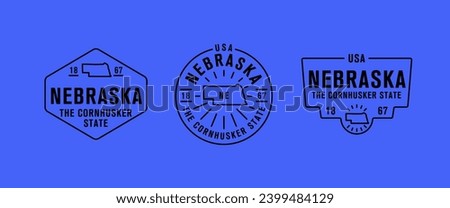 Nebraska - The Cornhusker State. Nebraska state logo, label, poster. Vintage poster. Print for T-shirt, typography. Vector illustration