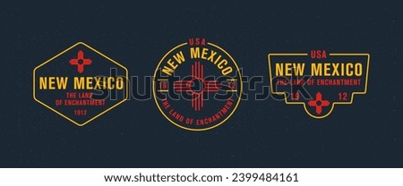 New Mexico - The Land of Enchantment. New Mexico state logo, label, poster. Vintage poster. Print for T-shirt, typography. Vector illustration