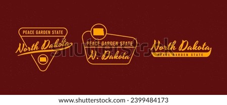 North Dakota - Peace Garden State. North Dakota state logo, label, poster. Vintage poster. Print for T-shirt, typography. Vector illustration