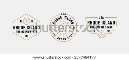 Rhode Island - The Ocean State. Rhode Island state logo, label, poster. Vintage poster. Print for T-shirt, typography. Vector illustration