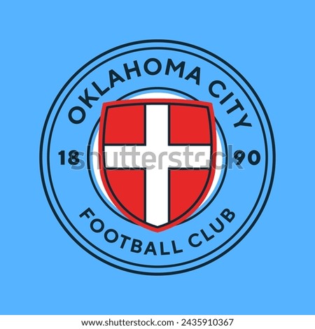 Oklahoma football club, USA. Soccer club emblem. Football badge shield logo, soccer ball team game club elements.