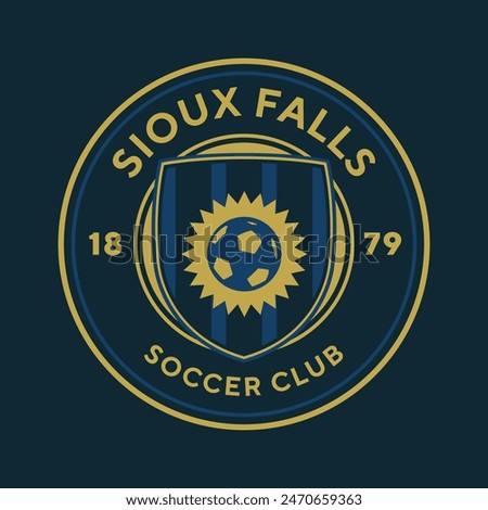 Sioux Falls, South Dakota athletic club. Soccer vector logo.