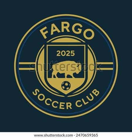 Fargo, North Dakota athletic and sport club. Soccer club vector emblem.