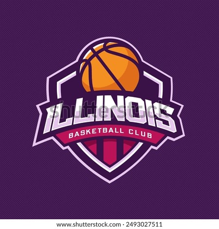 Basketball club logo, emblem, designs with ball. Illinois Sport badge vector illustration