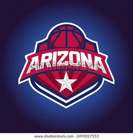 Basketball club logo, emblem, designs with ball. Arizona Sport badge vector illustration