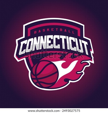 Basketball club logo, emblem, designs with ball. Connecticut Sport badge vector illustration