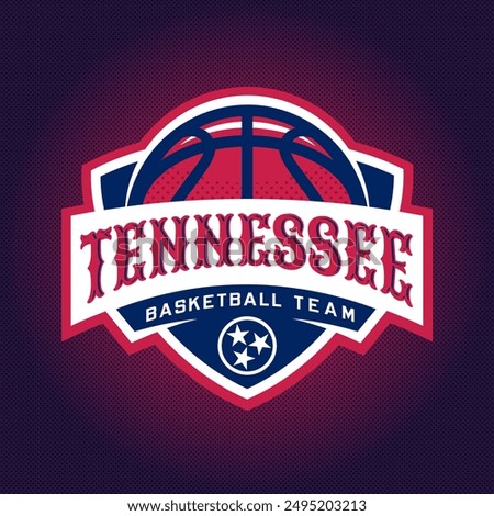 Basketball club logo, emblem, designs with ball. Tennessee team badge vector illustration