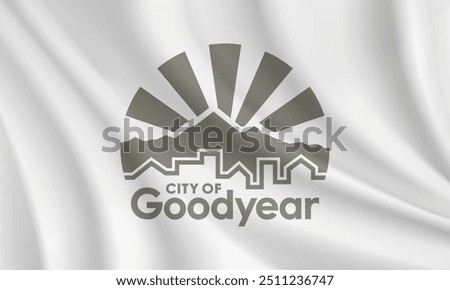 Realistic waving flag of Goodyear, Arizona vector background.