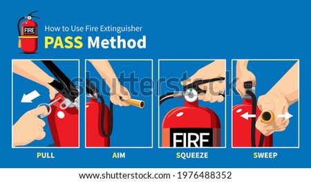 How to Use Fire Extinguisher PASS Safety Manual  Stock foto © 