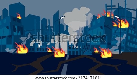 Similar – Image, Stock Photo destroyed and burned houses in the city Russia Ukraine war