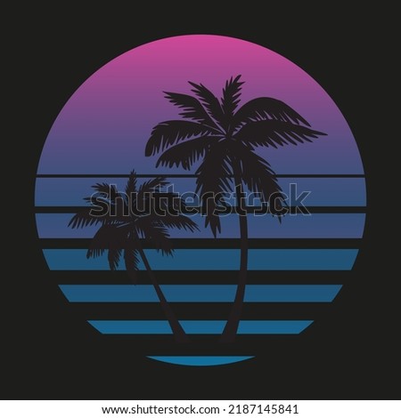 Similar – Image, Stock Photo Silhouettes of palms against sunset sky on beach