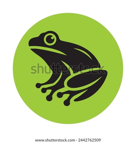 Minimalist frog silhouette logo template, vector