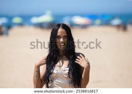 Similar – Image, Stock Photo Holidaymakers at the sea
