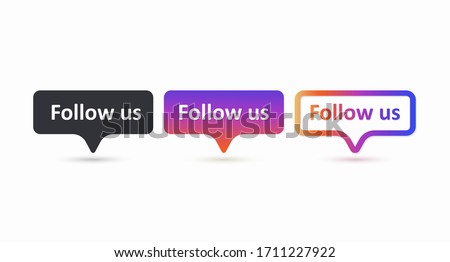 Follow us set of color label. Follow us buttons isolated on a white background. The concept of the social network. Vector illustration