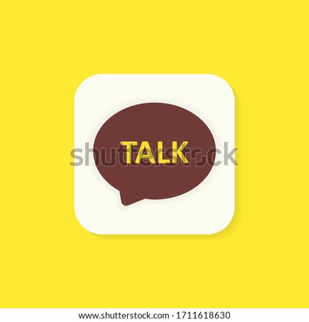 Talk chat messenger icon. White messenger button isolated on a yellow background. Social media concept. Vector illustration