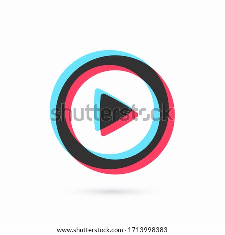 Three-color round play button. Social media concept. Blogging. Streaming. Stories. Web element. Vector illustration Stock fotó © 