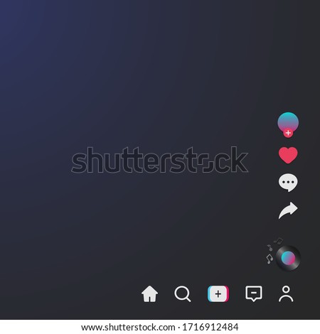 Screen interface and tik tok icons.  Social media application. Photo frame design app post template. Vector illustration Stock fotó © 