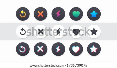 Set of icons for dating mobile app interface. Icons drawn in a flat style and isolated on a white background. Vector illustration