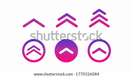 Swipe up set icon. Arrow up button. Colored gradient up arrows isolated on a white background. Social media network concept. Web design. Vector illustration