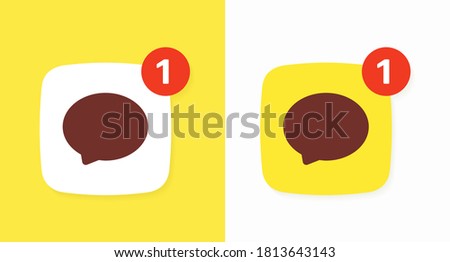 Chat messenger element. A set of buttons with messages notifications isolated on a white and yellow background. Vector illustration
