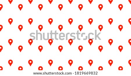 A pattern consisting of red location pins isolated on a white background. Location pattern. Vector illustration